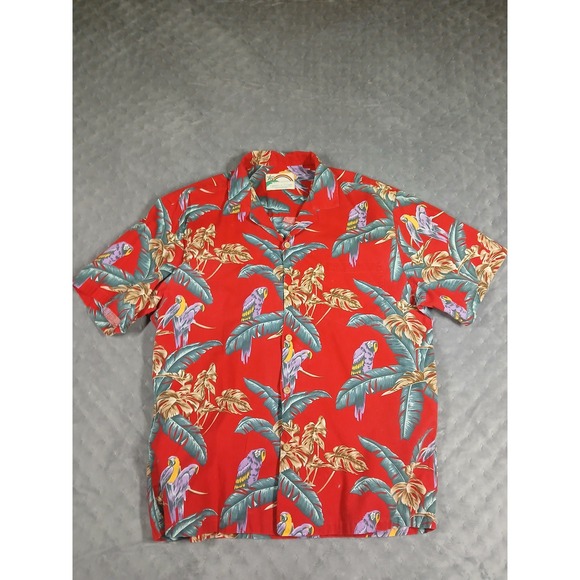 Paradise Found Other - Vintage Paradise Found Hawaiian Shirt Red Parrot Tropical Palm Aloha Mens XL